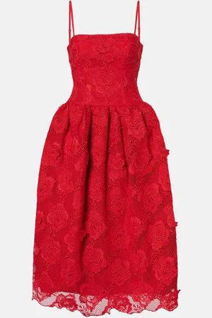 Self-Portrait Strapless lace midi dress