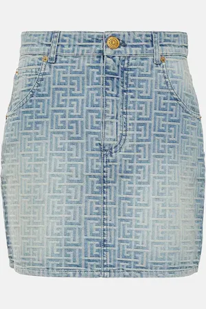 Balmain Monogram denim miniskirt