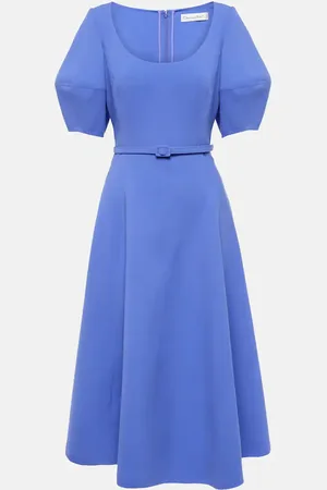 Oscar de la Renta Puff-sleeve wool-blend midi dress