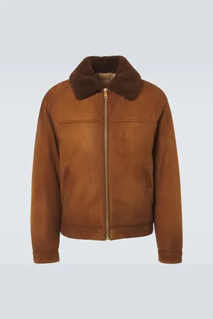 Prada Shearling-trimmed suede jacket