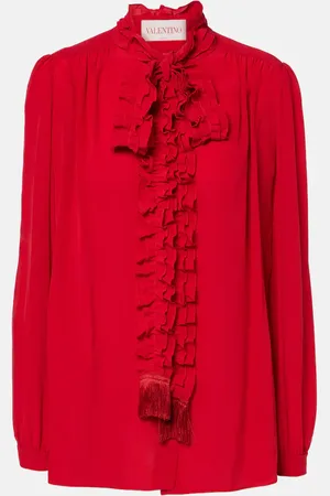VALENTINO Ruffled silk crÃªpe de chine blouse