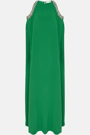 Oscar de la Renta Crystal-embellished silk-blend gown