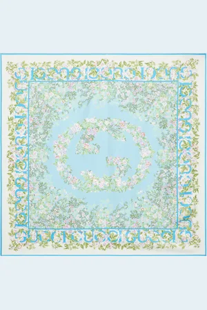 Gucci GG floral silk twill scarf