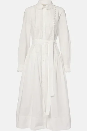 ULLA JOHNSON Belted cotton shirt midi dress