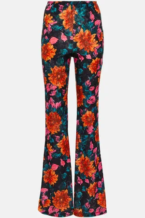 ROTATE Floral velvet flared pants