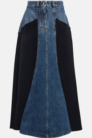 Chloé Denim and wool gabardine midi skirt
