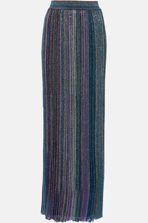 Missoni Striped ribbed-knit lamÃ© maxi skirt