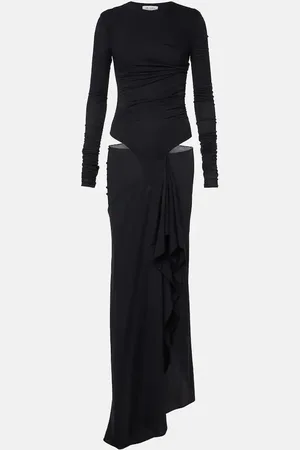 The Attico Draped cutout semi-sheer maxi dress