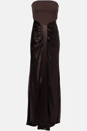 Staud Wayfaring gathered strapless midi dress
