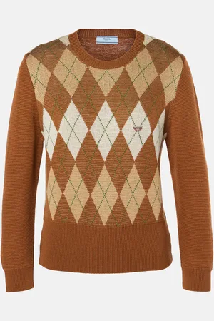 Prada Argyle cropped wool sweater