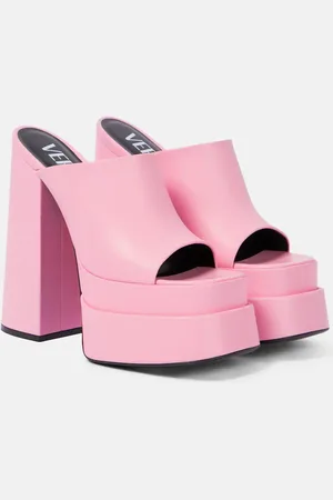 VERSACE Leather peep-toe platform sandals
