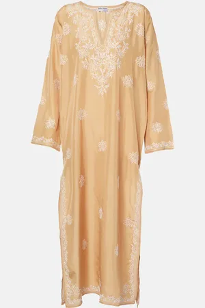 Juliet Dunn Embroidered silk kaftan