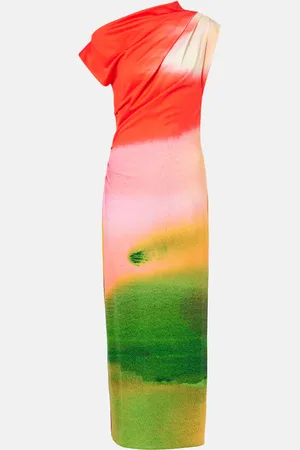 Oscar de la Renta Colorblock draped jersey midi dress