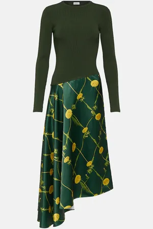 Burberry Printed jersey and satin midi dress