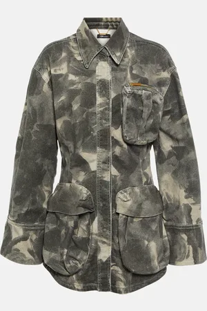 BLUMARINE Belted printed denim jacket