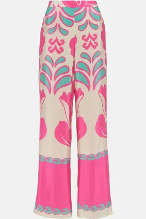 Adriana Degreas Printed high-rise silk wide-leg pants