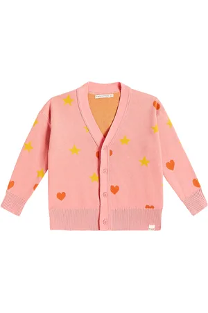 Tiny Cottons Hearts Stars jacquard cotton cardigan