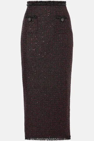 Self-Portrait Tweed maxi skirt