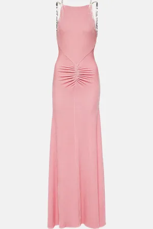 Paco rabanne Embellished ruched velvet gown