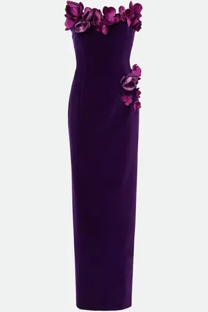 Oscar de la Renta Orchid embroidered velvet gown