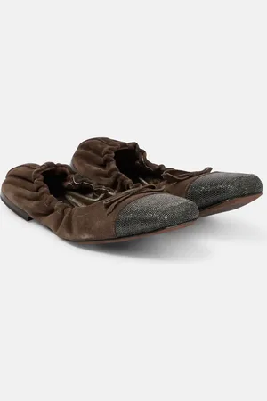 Brunello Cucinelli Embellished suede ballet flats