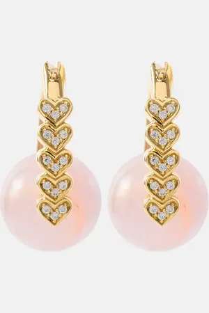 Sydney Evan Heart 14kt earrings with diamonds and morganites