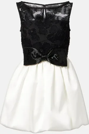 Self-Portrait Embellished bow-detail tulle cocktail dress