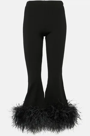 VALENTINO Feather-trimmed high-rise flared pants