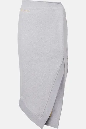 The Attico Logo asymmetric cotton jersey midi skirt