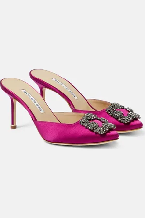 Manolo Blahnik Hangisimu 70 embellished satin mules