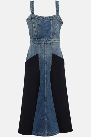 Chloé Paneled denim midi dress