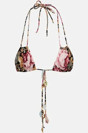 Chloé Embellished floral bikini top