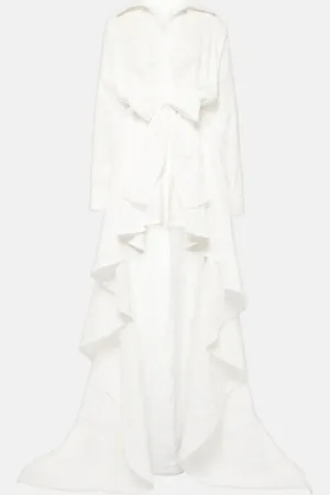 Norma Kamali Embroidered asymmetric cotton gown