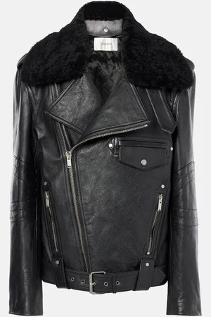 Saint Laurent Shearling-trimmed leather jacket