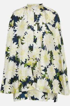 Oscar de la Renta Floral cotton-blend blouse