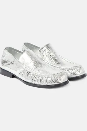 DRIES VAN NOTEN Metallic leather loafers