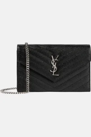 Saint Laurent Cassandre matelassÃ© envelope leather wallet on chain
