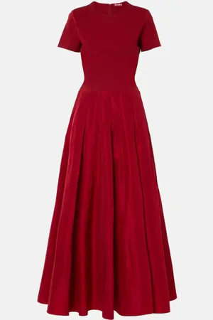 Staud Pleated ponte and grosgrain maxi dress