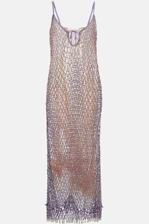 Self-Portrait Beaded fishnet midi dress