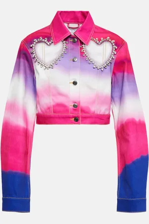 AREA Embellished ombrÃ© denim jacket