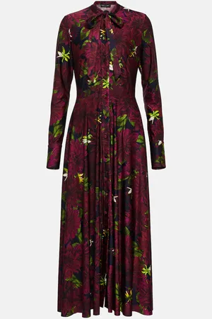 Oscar de la Renta Floral tie-neck jersey midi dress