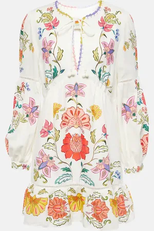 Farm Rio Floral Insects linen-blend minidress