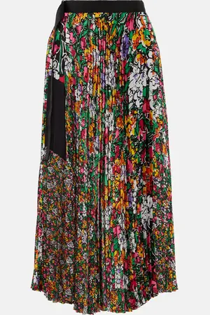 SACAI High-rise floral midi skirt