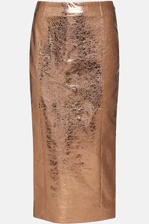 ROTATE Metallic faux leather pencil skirt