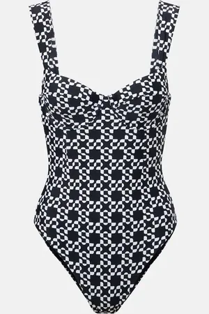 Simkhai Lexi printed bustier swimsuit