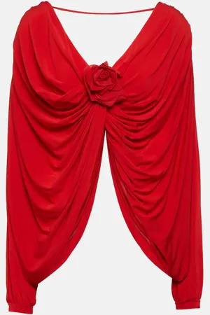 GIUSEPPE DI MORABITO Floral-appliquÃ© draped jersey top