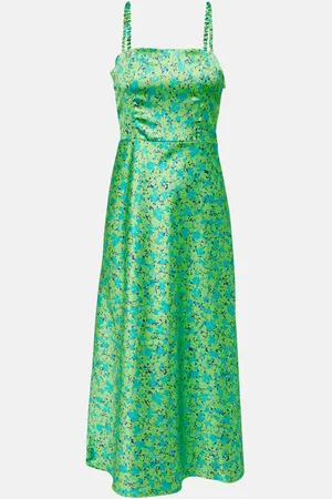ROTATE Floral satin midi dress