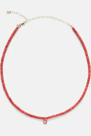 Sydney Evan Bamboo coral and 14kt gold charm necklace