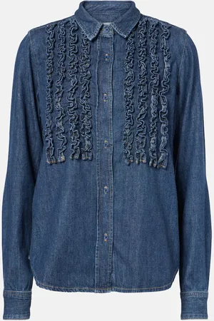 NILI LOTAN Lexa ruffled denim shirt