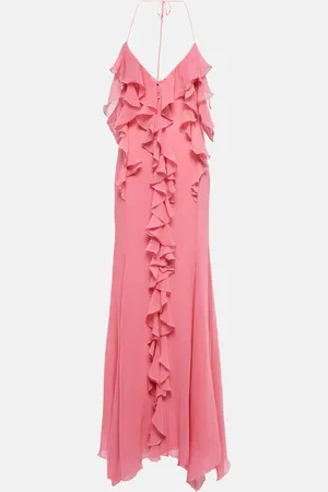 BLUMARINE Ruffle cotton and silk maxi dress